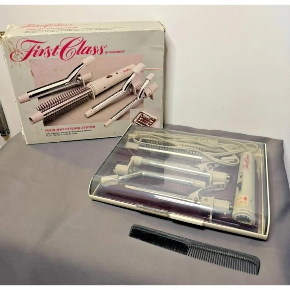 Vtg First Class by Windmere Hair STYLING SYSTEM Curling Iron 4 Barrels Case